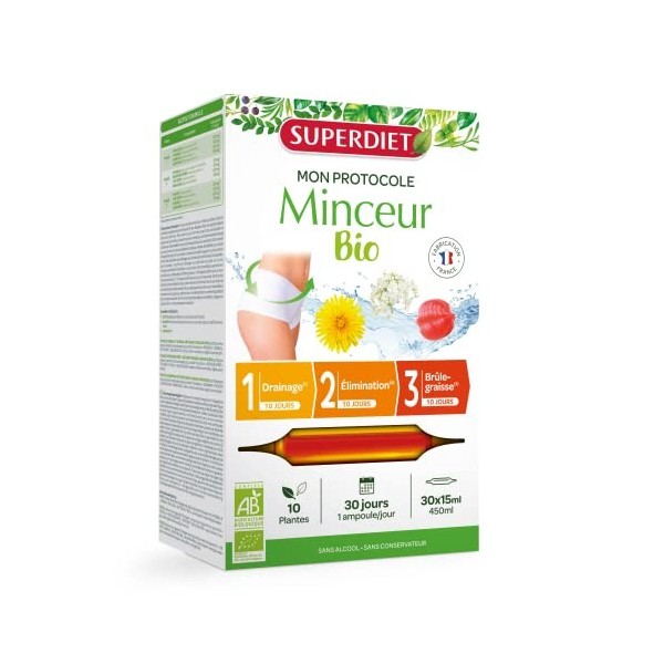 SUPERDIET - PROTOCOLE MINCEUR BIO - 30 ampoules de 15ml