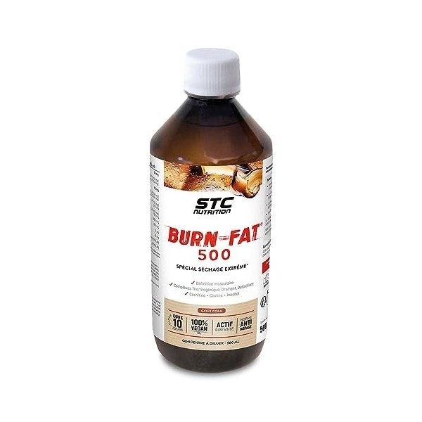 Burn-Fat® 500 STC Nutrition - 3 actions: brûle-graisses + énergisant + désinfiltrant - Vegan - Actif breveté - Flacon 500ml -