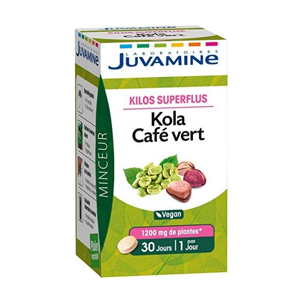 JUVAMINE - Minceur - Kola Café Vert - Kilos Superflus - 30 Comprimés