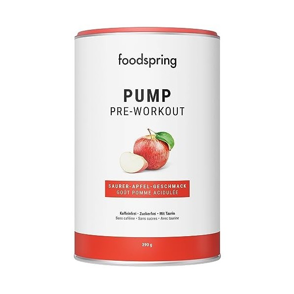 foodspring Pump Pre-Workout pour un boost supplémentaire pendant lentraînement - sans caféine & sans sucre - Booster pour la