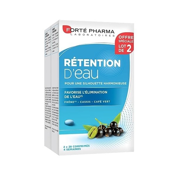 Forté Pharma - Rétention deau | Complément Alimentaire Elimination et Drainage à base de Frêne, Cassis et Café Vert | Aide p