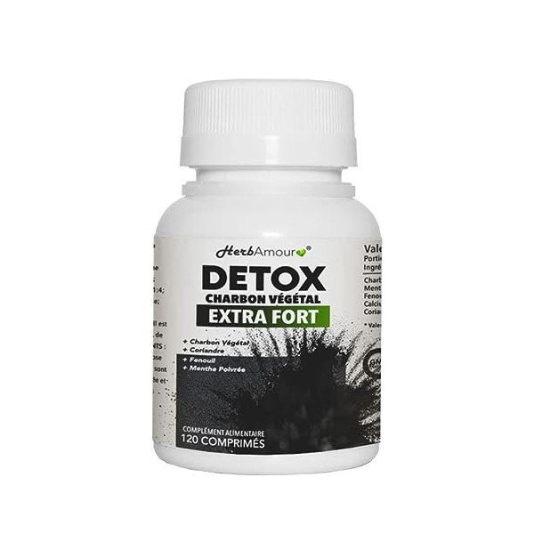 DÉTOX CHARBON ACTIF VÉGÉTAL EXTRA FORT | Aérophagie Et Météorisme | 120 Cpr. Haut Dosage Avec Charbon Végétal De Hêtre | Drai