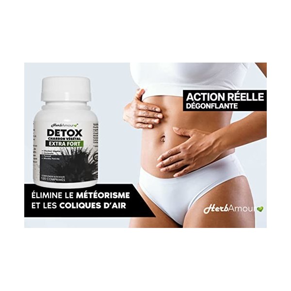 DÉTOX CHARBON ACTIF VÉGÉTAL EXTRA FORT | Aérophagie Et Météorisme | 120 Cpr. Haut Dosage Avec Charbon Végétal De Hêtre | Drai