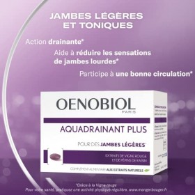 OENOBIOL - Compléments Alimentaires - Minceur - Aquadrainant Plus - Jambes Légères 1 - Progamme 15 Jours - 1 Boîte de 45 Com