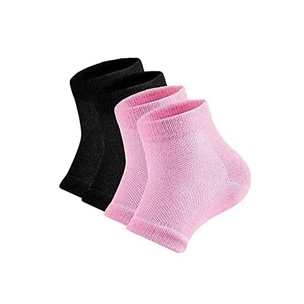 Lot de 2 paires de chaussettes hydratantes à talons en gel pour soulager les douleurs au talon - Confortables et douces - Idé