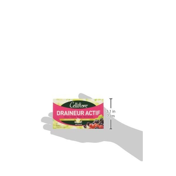 CELLIFLORE - Infusion Draineur Actif - A Base dHibiscus/Pissenlit/Bruyère/Reine des Près - 20 Sachets