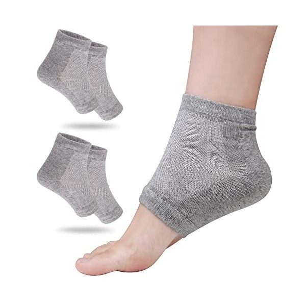 Hilph®2 Paires Chaussettes à Talons en Gel Hydratant Ventilées,Chaussettes Ventilées à Bout Ouvert,pour Peau Sèche et Fissuré