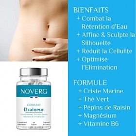 Draineur Rapide & Efficace | Anti-Rétention dEau + Affine la Silhouette + Réduit la Cellulite | Criste Marine, Thé Vert, Pép