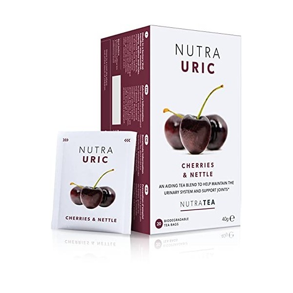 NutraUric - Aide contre l’acide urique - contient de la cerise et de lortie naturelles - 20 Sachets de thé enveloppés - par