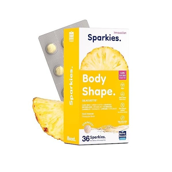 NovaBoost - Sparkies Body Shape - Complément Alimentaire à boire - Café vert, Guarana, Bromélaine, Echinacée, Chrome - x36 Mi