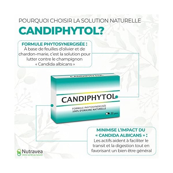 Candiphytol - Complément Alimentaire Anti Candida Albicans - Candidose Buccale, Mycose Ongles Pieds, Vaginose, Champignon - P