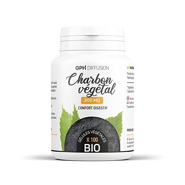 Charbon Végétal Activé Biologique - Confort digestif - 200mg - 100 gélules végétales