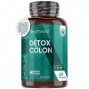 Detox Colon Puissant - 60 Gélules Vegan, Nettoyage du Côlon Détox - Psyllium, Probiotique, Prébiotique, Minéraux, Programme d