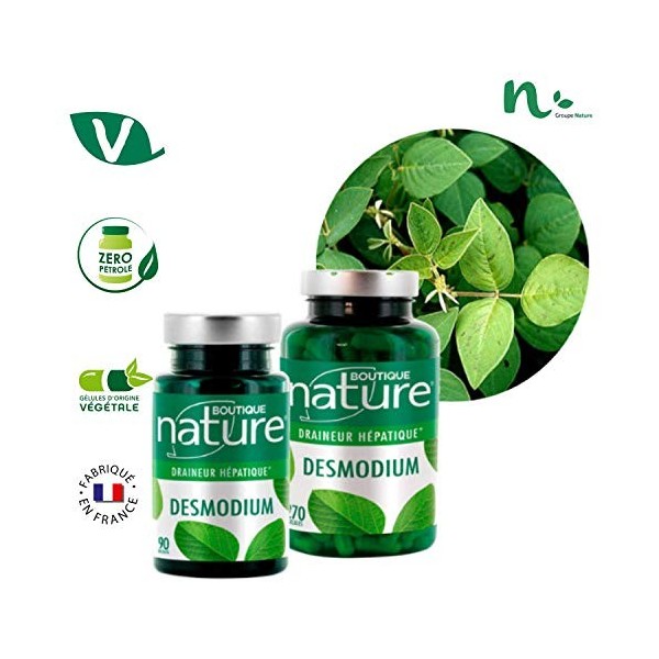 Boutique Nature - Complément Alimentaire - Desmodium - 90 Gélules Végétales - Bon fonctionnement hépatique