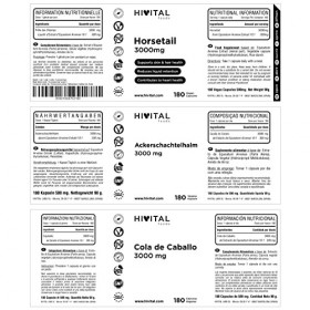 Prêle des Champs 3000 mg. 180 gélules végétaliennes pour 6 mois de traitement. La Queue de Cheval est un diurétique qui élimi