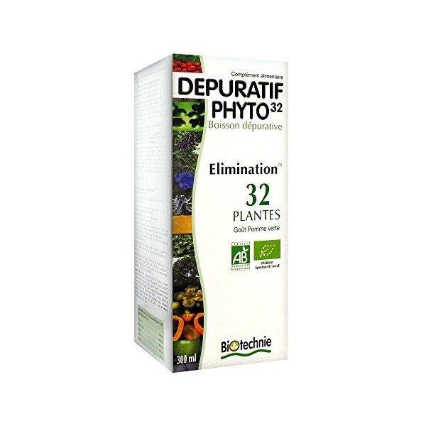 Biotechnie - Dépuratif phyto 32 bio - 300 ml flacon - Le nettoyage complet du corps