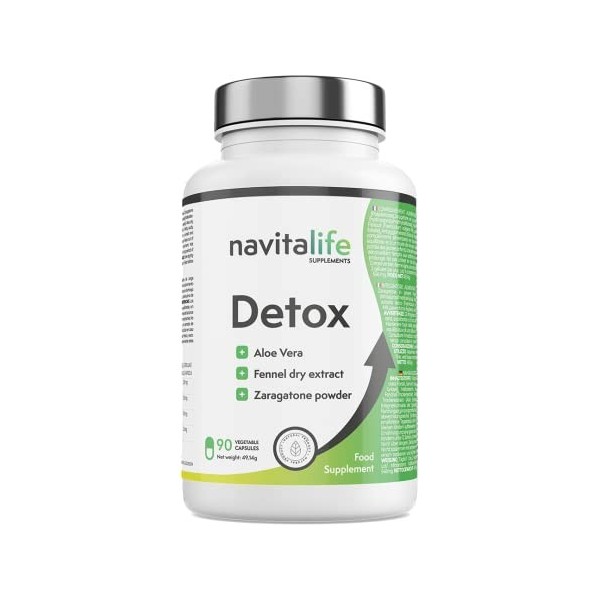 Detox Amincissante Puissante. Élimination des toxines. Réduction du volume, nettoyage du côlon. Capsules dAloe Vera + Zenoui