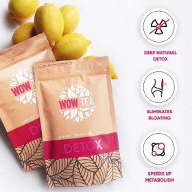 WOW TEA Detox - Programme de nettoyage du corps profond de 21 jours | Thé Détoxifiant | Rétention d’Eau Cure/Yerba-Mate, Thé 