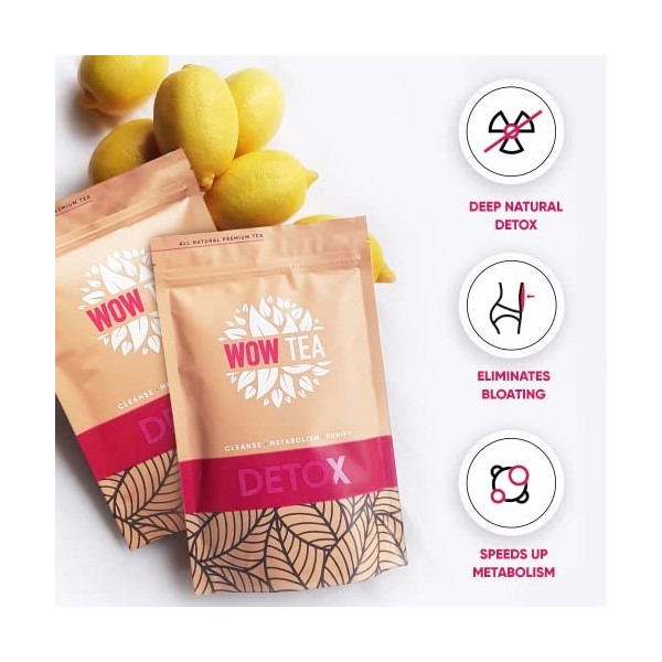 WOW TEA Detox - Programme de nettoyage du corps profond de 21 jours | Thé Détoxifiant | Rétention d’Eau Cure/Yerba-Mate, Thé 