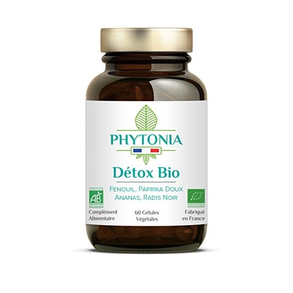 Détox BIO | Purification, Drainage, Minceur, Élimination | Fenouil, Paprika Doux Ananas, Radis Noir | Vegan | 60 Gélules | Cu