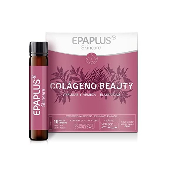 EPAPlus Skincare Colágeno Beauty, 10 flacons / 25 ml, Verisol Colágeno, Green Tea, Azahar Flower, Baya de Açai, rides, fermet