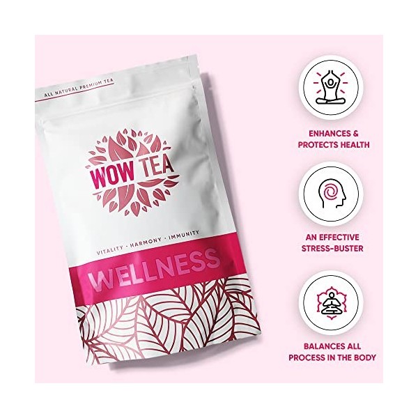 WOW TEA Wellness - Sans caféine, Thé et dInfusion Biologiques et Ayurvédiques - Améliorer la santé et l’immunité, équilibrer