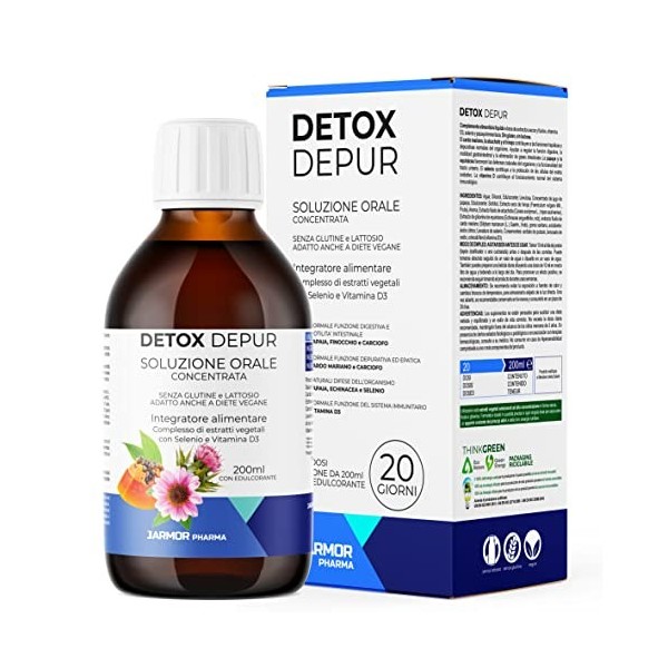 J.Armor Detox Depur Gouttes 100 ml | Nettoyer Pour Le Foie Nettoyer Lintestin, Côlon et Reins | Purifie Détoxifie | Drainant