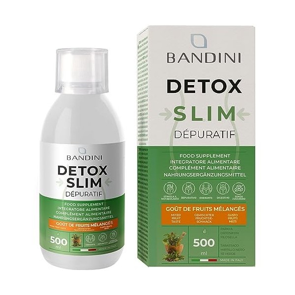 Bandini® DETOX SLIM liquide 500 ML - amincissant, drainant, purifiant, antioxydant - Supplément Thé vert, Guarana, Papaye, Or