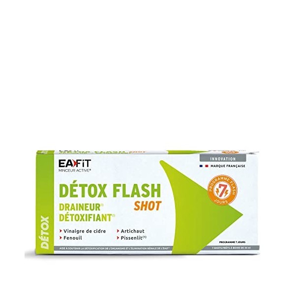 EAFIT MINCEUR ACTIVE | DETOX FLASH SHOT | Soutient la détoxification de lorganisme et lélimination de leau | Vinaigre de c