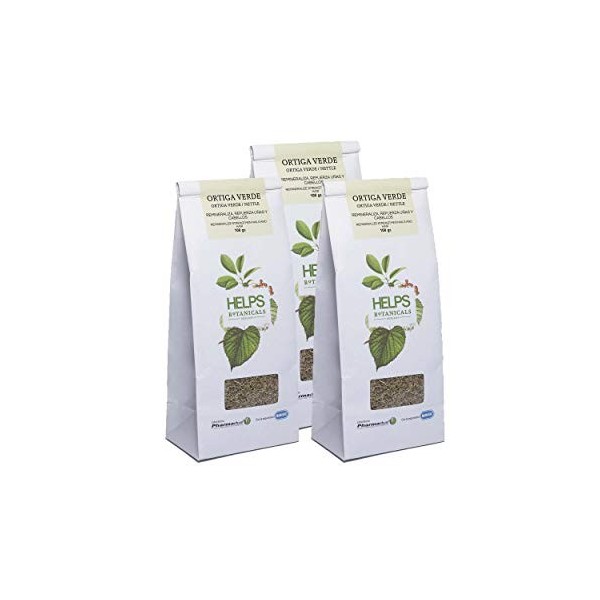 HELPS INFUSIONS - infusion dortie verte en vrac. Thé Ortie effet Diurétique. Sac en vrac 100 grammes. Pack 3