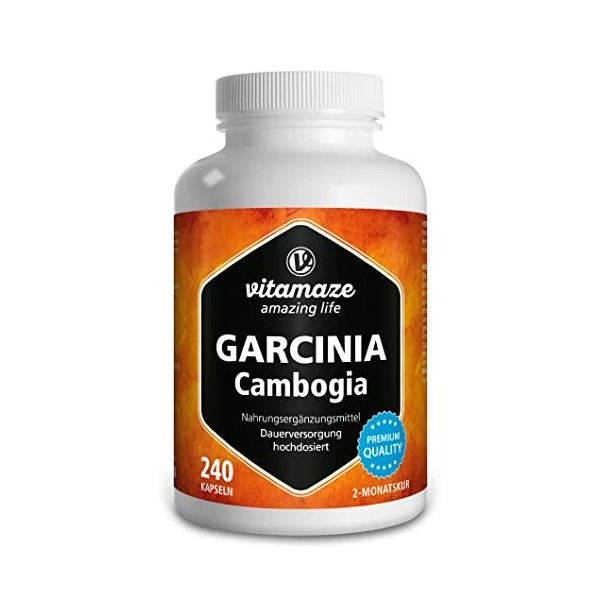 Garcinia Cambogia Brûleur de Graisse Forte 2.538mg 60% HCA - 240 Comprimés Vegan - Extrait Naturel de Plantes et Choline Pure