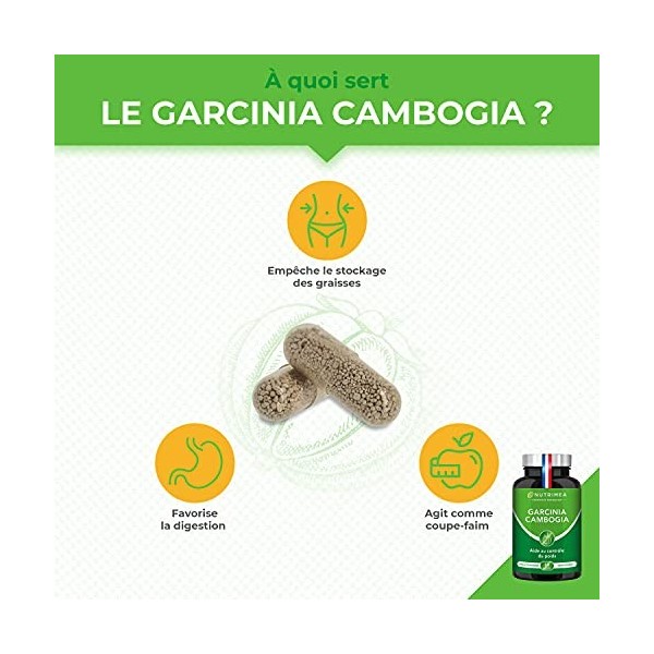 GARCINIA CAMBOGIA Pure - Coupe faim et brûleur de graisse naturel - 60% dAHC - 60 gélules de 500 mg VEGAN - Complément Mince