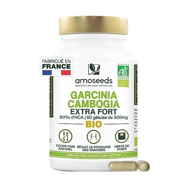 Garcinia Cambogia BIO | Extrait Haute Concentration, 60% d’HCA | 2000mg / Jour | Coupe-faim, Déstockage des Graisses | Qualit