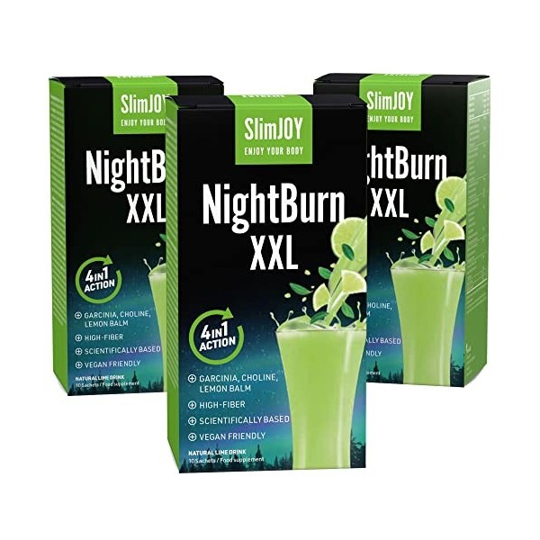 SlimJOY NightBurn XXL avec Garcinia Cambogia, Chicorée, Choline, Vitamine C, Vitamine B6 | Thermogène, Riche en Fibres | 30 S