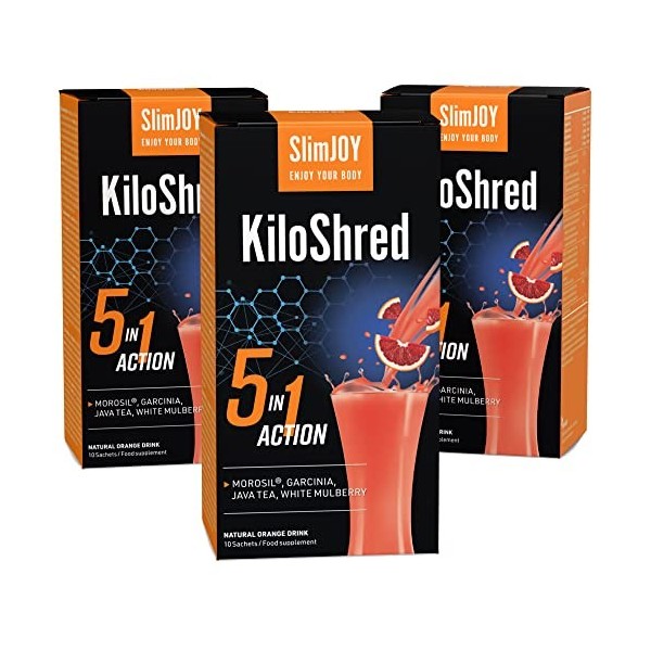 SlimJOY KiloShred Boisson - Extrait dOrange Rouge, Garcinia Cambogia et Extrait de Feuille de Thé de Java - Arôme Naturel d