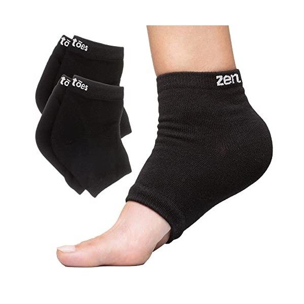 ZenToes Lot de 2 paires de chaussettes de spa hydratantes doublées de gel pour guérir et traiter les talons secs et craquelés