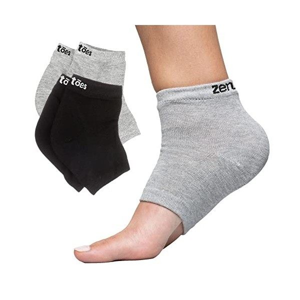 ZenToes Lot de 2 paires de chaussettes de spa hydratantes doublées de gel pour guérir et traiter les talons secs et craquelés