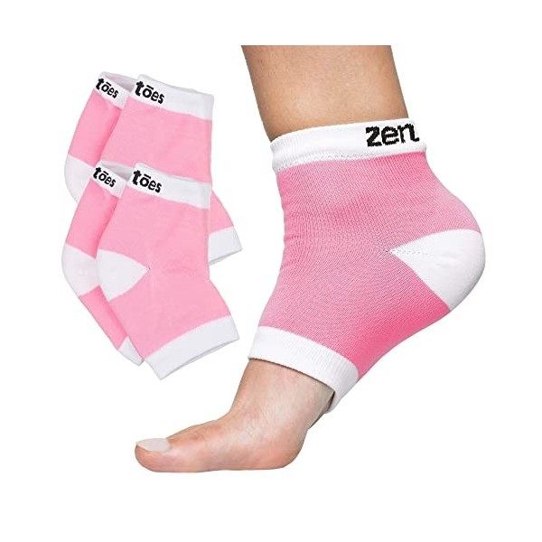 ZenToes Lot de 2 paires de chaussettes de spa hydratantes doublées de gel pour guérir et traiter les talons secs et craquelés