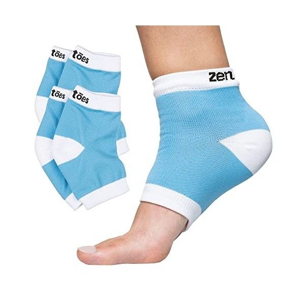 ZenToes Lot de 2 paires de chaussettes de spa hydratantes doublées de gel pour guérir et traiter les talons secs et craquelés