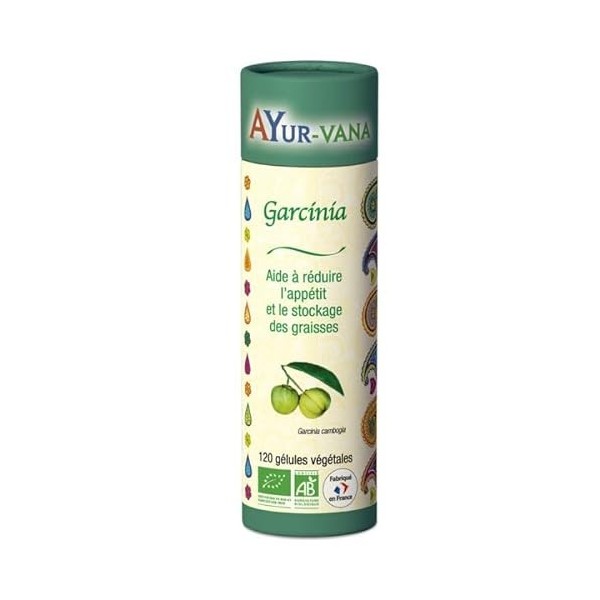 Garcinia bio AYur-vana - 120 gélules - Réduire lappétit et le stockage des graisses