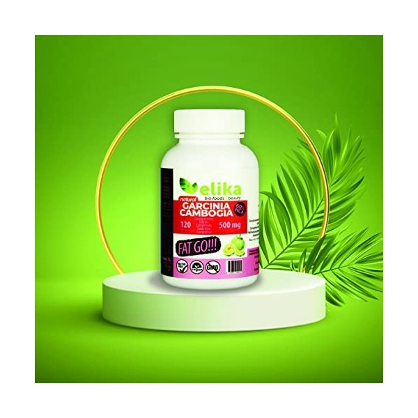 Elikafoods® Garcinia Cambogia PLUS extrait 100% naturel avec 60% HCA. 120 comprimés végétaux de 500mg. Suppression de lappét