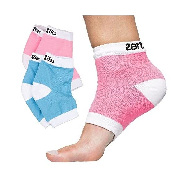 ZenToes Lot de 2 paires de chaussettes de spa hydratantes doublées de gel pour guérir et traiter les talons secs et craquelés