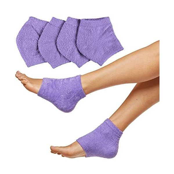 ZenToes Lot de 2 paires de chaussettes de spa hydratantes doublées de gel pour guérir et traiter les talons secs et craquelés...