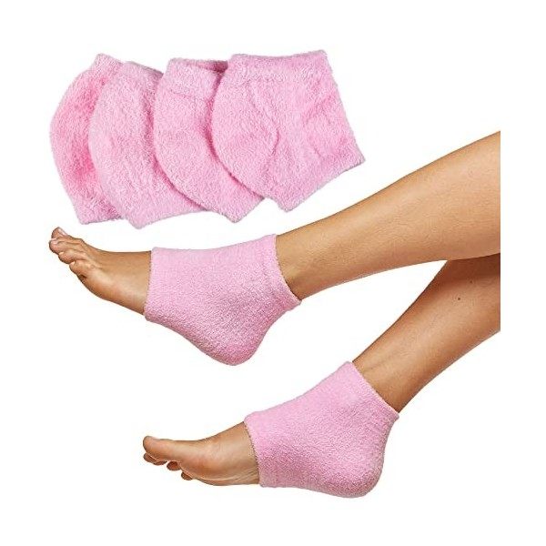 ZenToes Lot de 2 paires de chaussettes de spa hydratantes doublées de gel pour guérir et traiter les talons secs et craquelés...