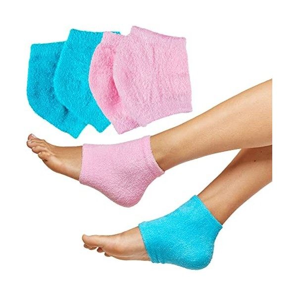 ZenToes Lot de 2 paires de chaussettes de spa hydratantes doublées de gel pour guérir et traiter les talons secs et craquelés...
