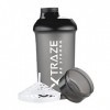 xtraze Shaker Proteine 500 ml avec Compartiment à Poudre 150 ml - Idéal Mixer de Fitness - Tamis pour Boissons Protéinées Cré