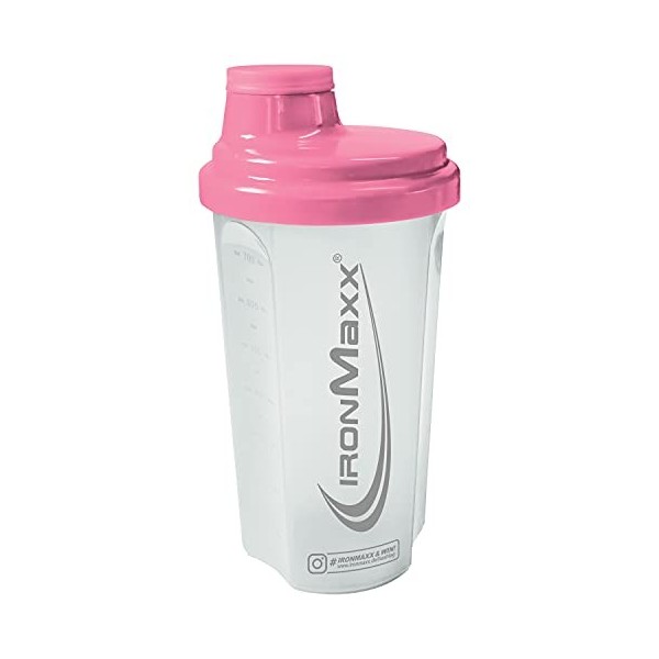 IronMaxx Shaker - pour shakes protéinés avec bouchon rotatif - Couleur Blanc/Rose - 1 x 700ml