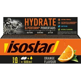 Isostar - Hydrate & Perform Powertabs saveur Orange - Tablettes Effervescentes pour Boisson Isotonique - 10 Tablettes - 19090