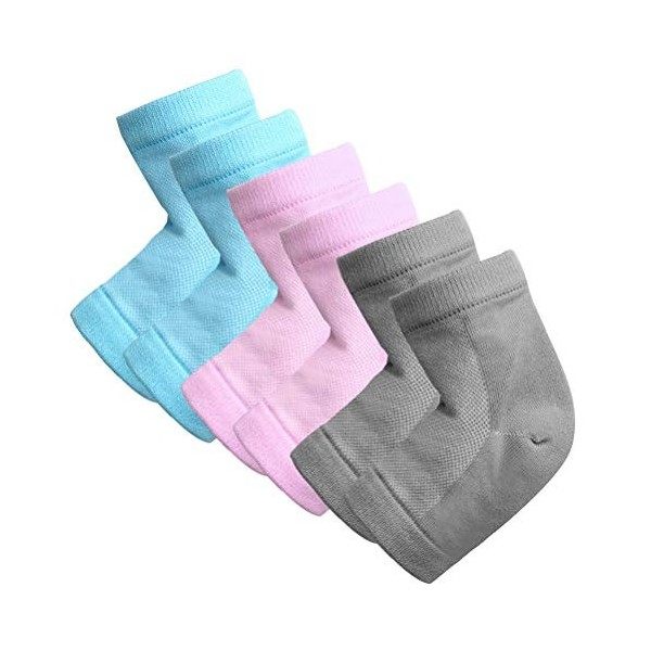 3 Paires de Chaussettes Hydratantes à Talons en Gel, Chaussettes pour Traitement des Talons Secs et Fissurés, Chaussettes Ven