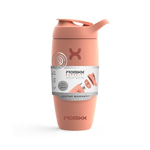 Promixx Shaker – Bouteille shaker de protéines de qualité supérieure pour shakes complémentaires – 550 ml – Gobelet en acie